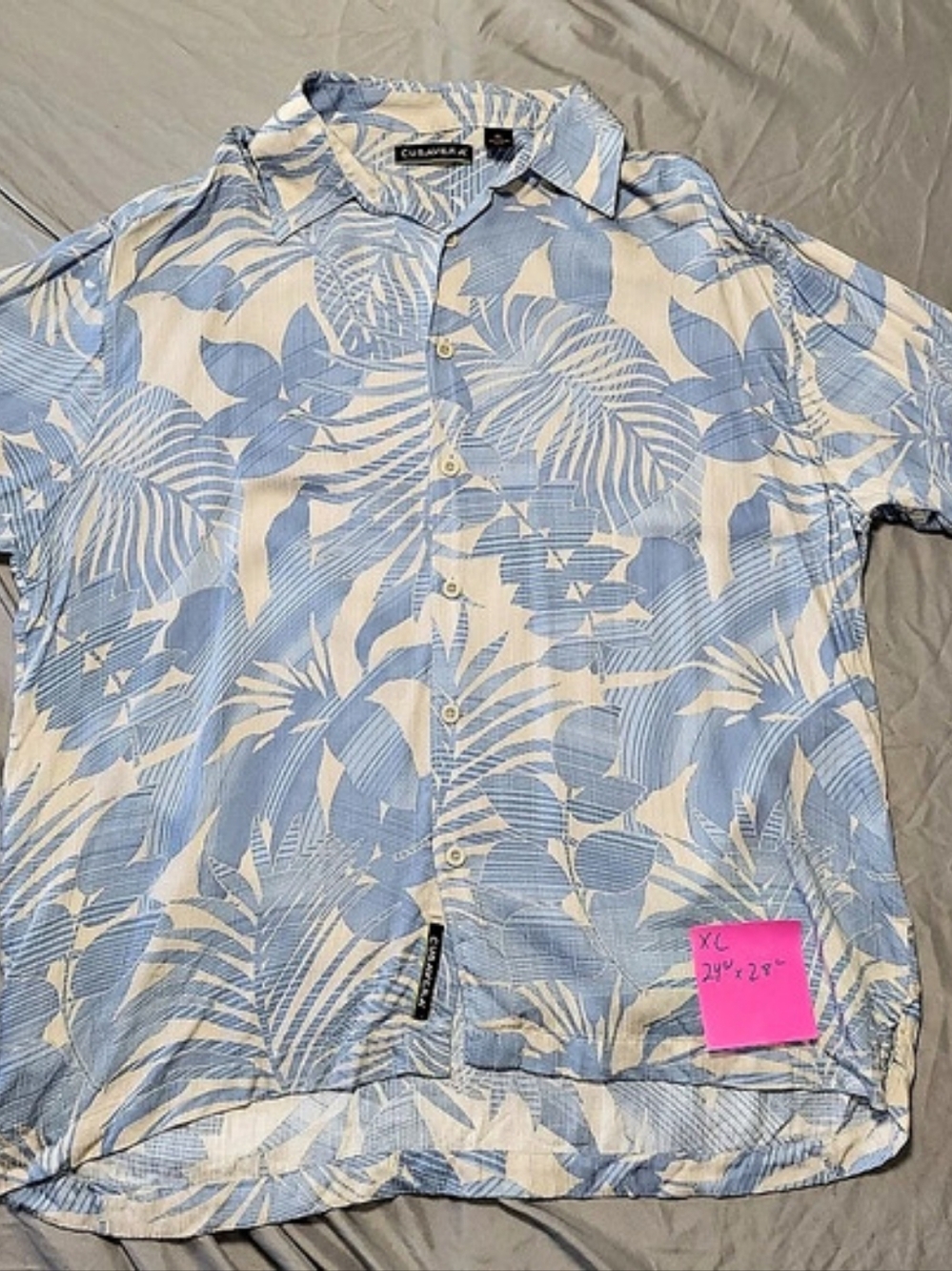 Cubavera Tropical Leaf Print Short Sleeve Shirt XL
